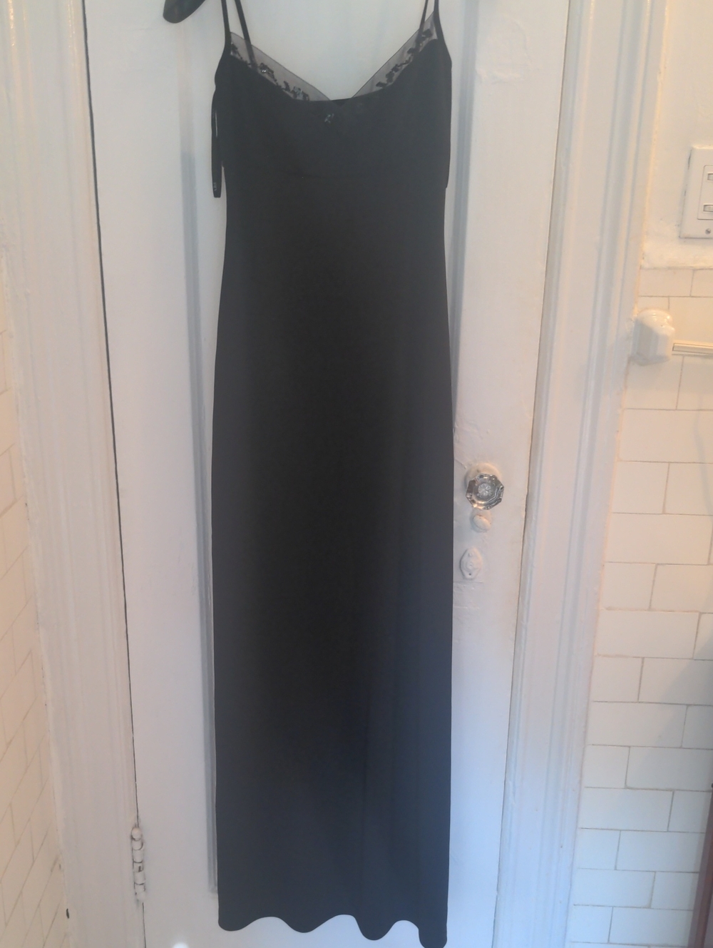 New A.B.S. Maxi Slip Dress, Sz P, Beaded Trim, Formals, Events, Proms
